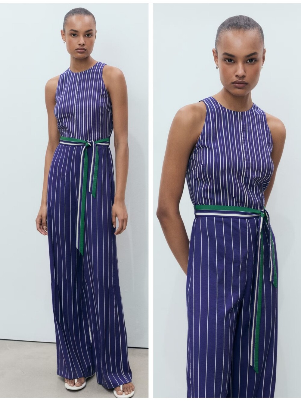 MANGO Striped Jumpsuit